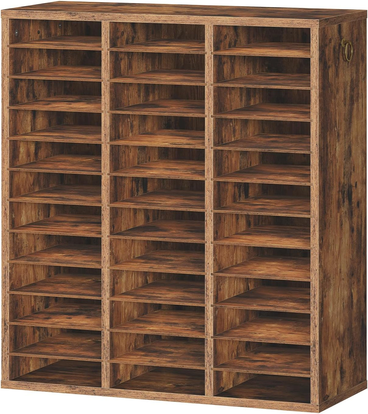 Literature Organizer, 27 Compartments Wooden Mail Organizer, Countertop Literature Sorter with Adjustable Shelves for Home, Office, School, Student Mailbox for Classroom, Black BK27WF01