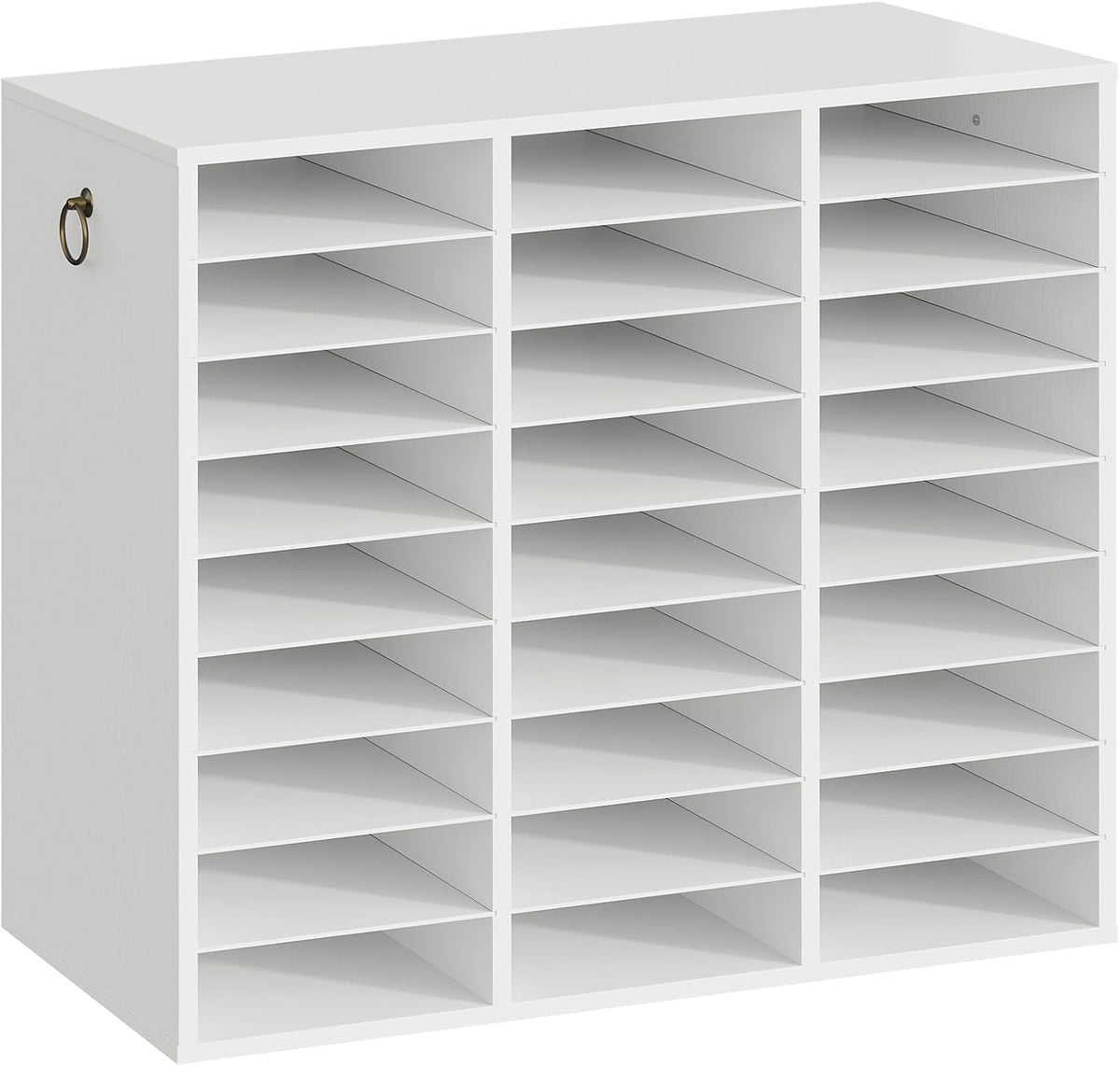 Literature Organizer, 27 Compartments Wooden Mail Organizer, Countertop Literature Sorter with Adjustable Shelves for Home, Office, School, Student Mailbox for Classroom, Black BK27WF01