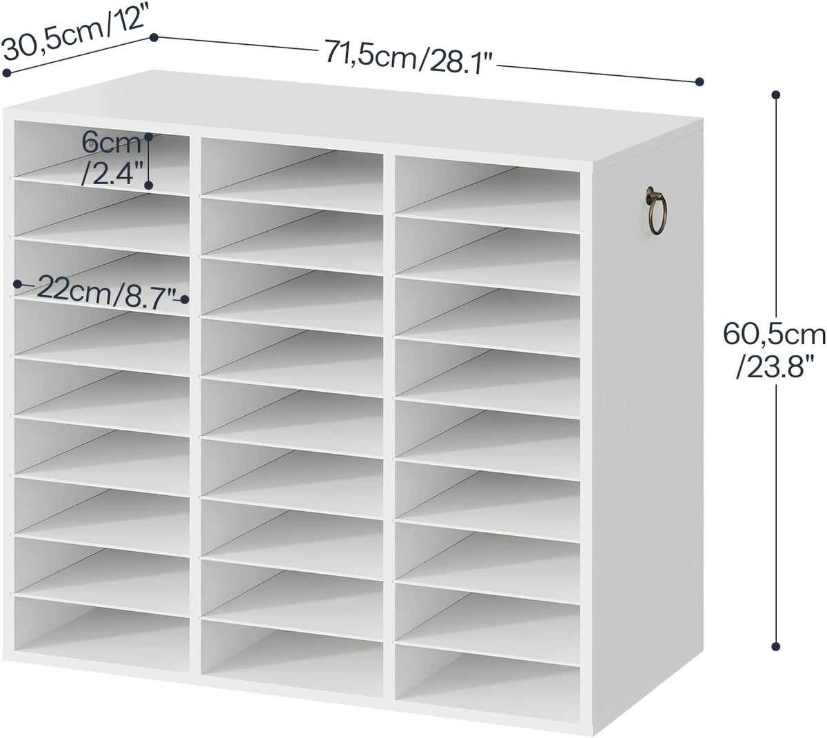 Literature Organizer, 27 Compartments Wooden Mail Organizer, Countertop Literature Sorter with Adjustable Shelves for Home, Office, School, Student Mailbox for Classroom, Black BK27WF01