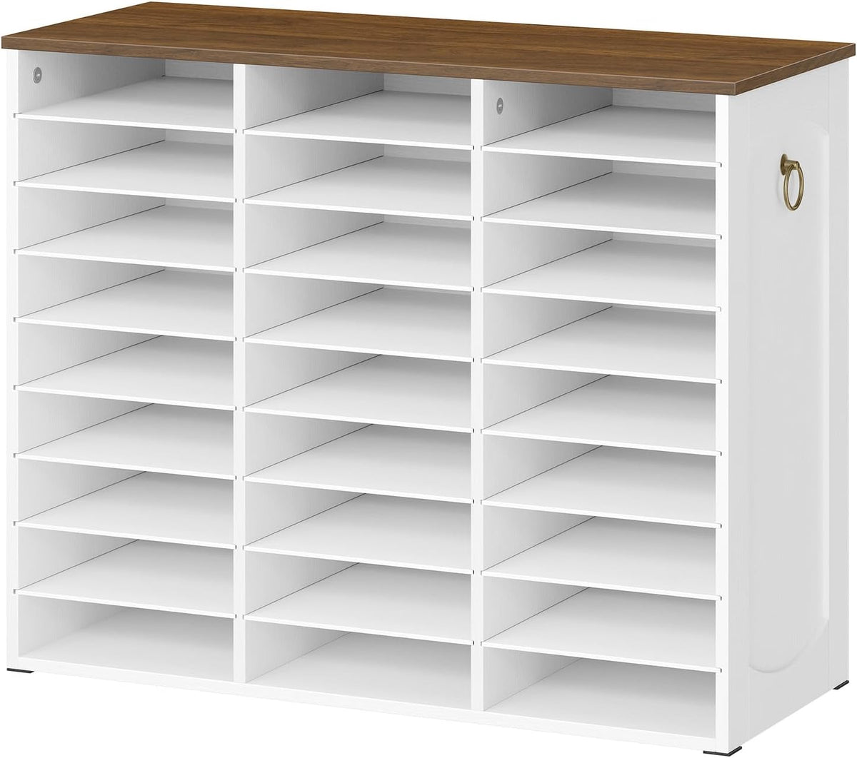 Literature Organizer, 27 Compartments Wooden Mail Organizer, Countertop Literature Sorter with Adjustable Shelves for Home, Office, School, Student Mailbox for Classroom, Black BK27WF01