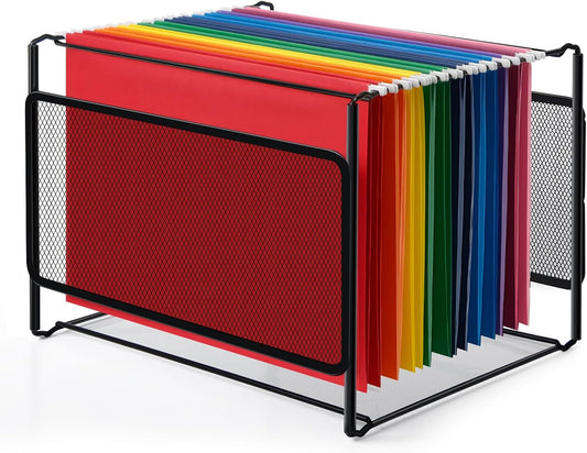 Mesh Hanging File Folder Organizer for Home Office, Black
