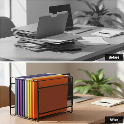 Mesh Hanging File Folder Organizer for Home Office, Black