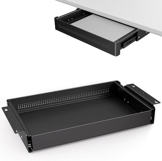 Under Desk Storage Drawer 15.7" Wide - Smooth Slide Out Organizer for Standing Desk & Home Office,Max Load 17.6 lbs,Quiet Glide, Black