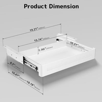 Under Desk Storage Drawer 15.7" Wide - Smooth Slide Out Organizer for Standing Desk & Home Office,Max Load 17.6 lbs,Quiet Glide, Black