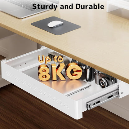 Under Desk Storage Drawer 15.7" Wide - Smooth Slide Out Organizer for Standing Desk & Home Office,Max Load 17.6 lbs,Quiet Glide, Black