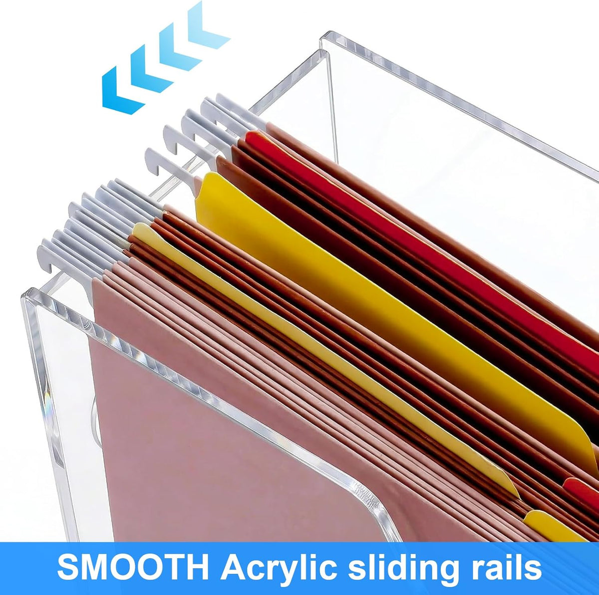 Clear Acrylic Hanging File Organizer Box with Handles, Portable File Folder Organizer for Letter/A4 Size, Desktop Filing Storage Crate for Office & Home - 1 Pack