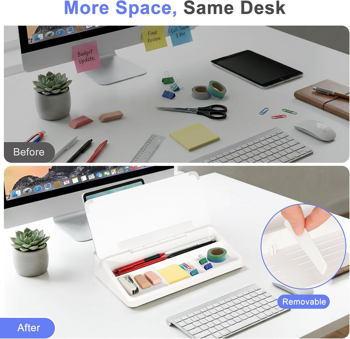 Small Desktop Glass Whiteboard with Storage, Desk Dry Erase White Board