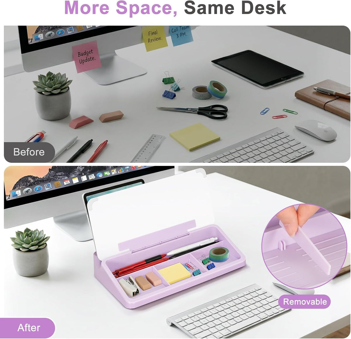 Small Desktop Glass Whiteboard with Storage, Desk Dry Erase White Board