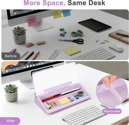 Small Desktop Glass Whiteboard with Storage, Desk Dry Erase White Board