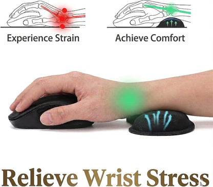 Wrist Rest for Mouse - Ergonomic Memory Foam Computer Wrist Support Pad, Massage Holes Design for Wrist Pain Relief (5.5 x 3.1 x 1 in, Black)
