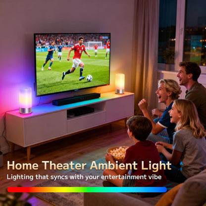 Table Lamp, Bedside Touch Control Lamp for Bedroom 3 Level Dimmable Warm White Lights with 256 RGB Color Mode Modern Deisgn Smart Nightstand Desktop LED Lamps Portable for Read(Advanced)