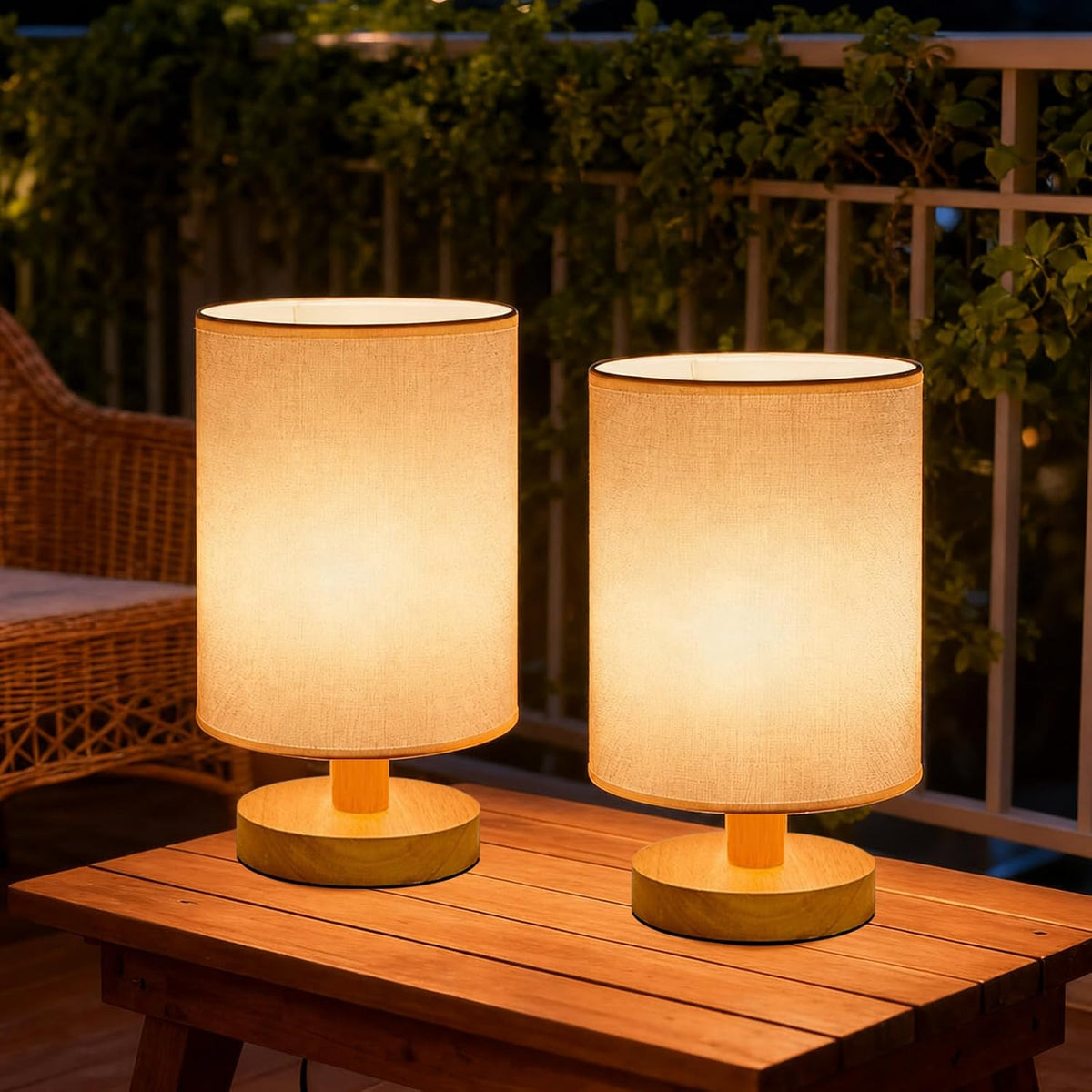 Small Table Lamp Set of 2, Bedside Lamp Nightstand Lamp, 3000K Warm Light Desk Lamp, USB Powered LED Reading Lamp, Boho Vintage Small Lamp for Bedroom Living Room Office Dorm Dresser