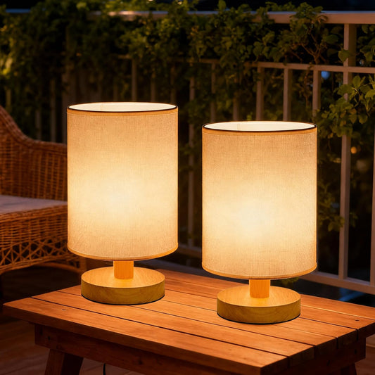 Small Table Lamp Set of 2, Bedside Lamp Nightstand Lamp, 3000K Warm Light Desk Lamp, USB Powered LED Reading Lamp, Boho Vintage Small Lamp for Bedroom Living Room Office Dorm Dresser