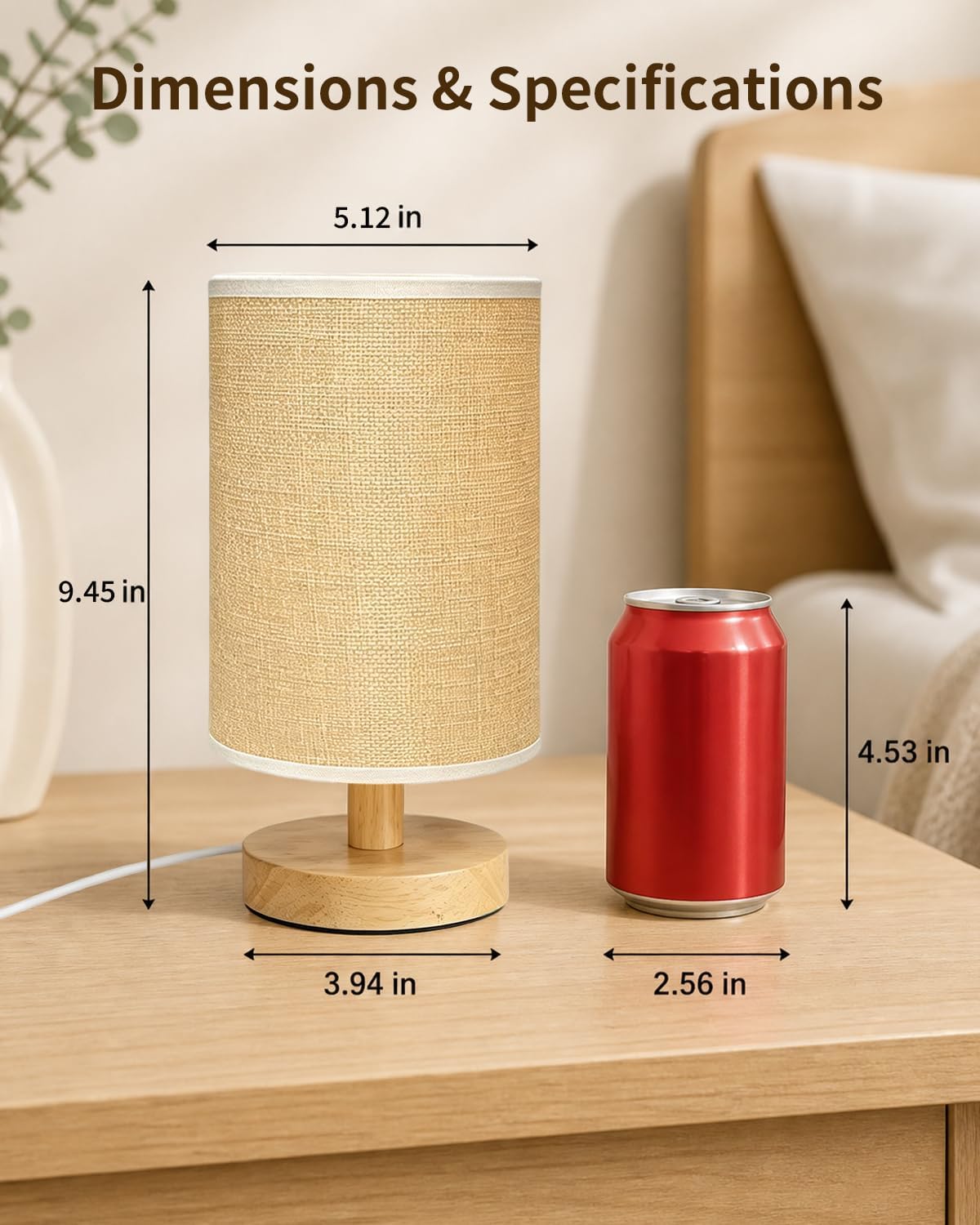 Small Table Lamp Set of 2, Bedside Lamp Nightstand Lamp, 3000K Warm Light Desk Lamp, USB Powered LED Reading Lamp, Boho Vintage Small Lamp for Bedroom Living Room Office Dorm Dresser