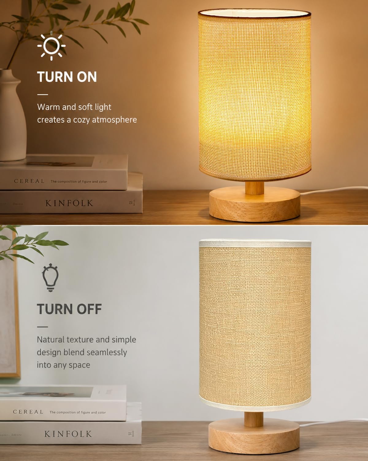 Small Table Lamp Set of 2, Bedside Lamp Nightstand Lamp, 3000K Warm Light Desk Lamp, USB Powered LED Reading Lamp, Boho Vintage Small Lamp for Bedroom Living Room Office Dorm Dresser