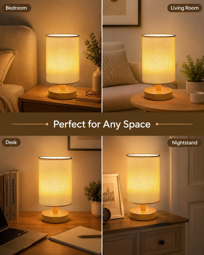 Small Table Lamp Set of 2, Bedside Lamp Nightstand Lamp, 3000K Warm Light Desk Lamp, USB Powered LED Reading Lamp, Boho Vintage Small Lamp for Bedroom Living Room Office Dorm Dresser