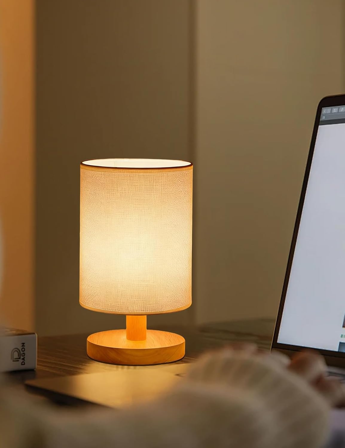 Small Table Lamp Set of 2, Bedside Lamp Nightstand Lamp, 3000K Warm Light Desk Lamp, USB Powered LED Reading Lamp, Boho Vintage Small Lamp for Bedroom Living Room Office Dorm Dresser