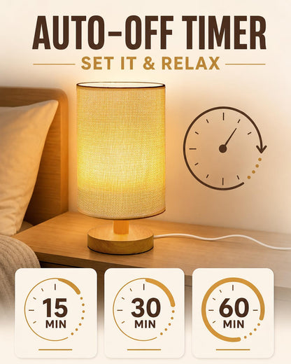Small Table Lamp Set of 2, Bedside Lamp Nightstand Lamp, 3000K Warm Light Desk Lamp, USB Powered LED Reading Lamp, Boho Vintage Small Lamp for Bedroom Living Room Office Dorm Dresser