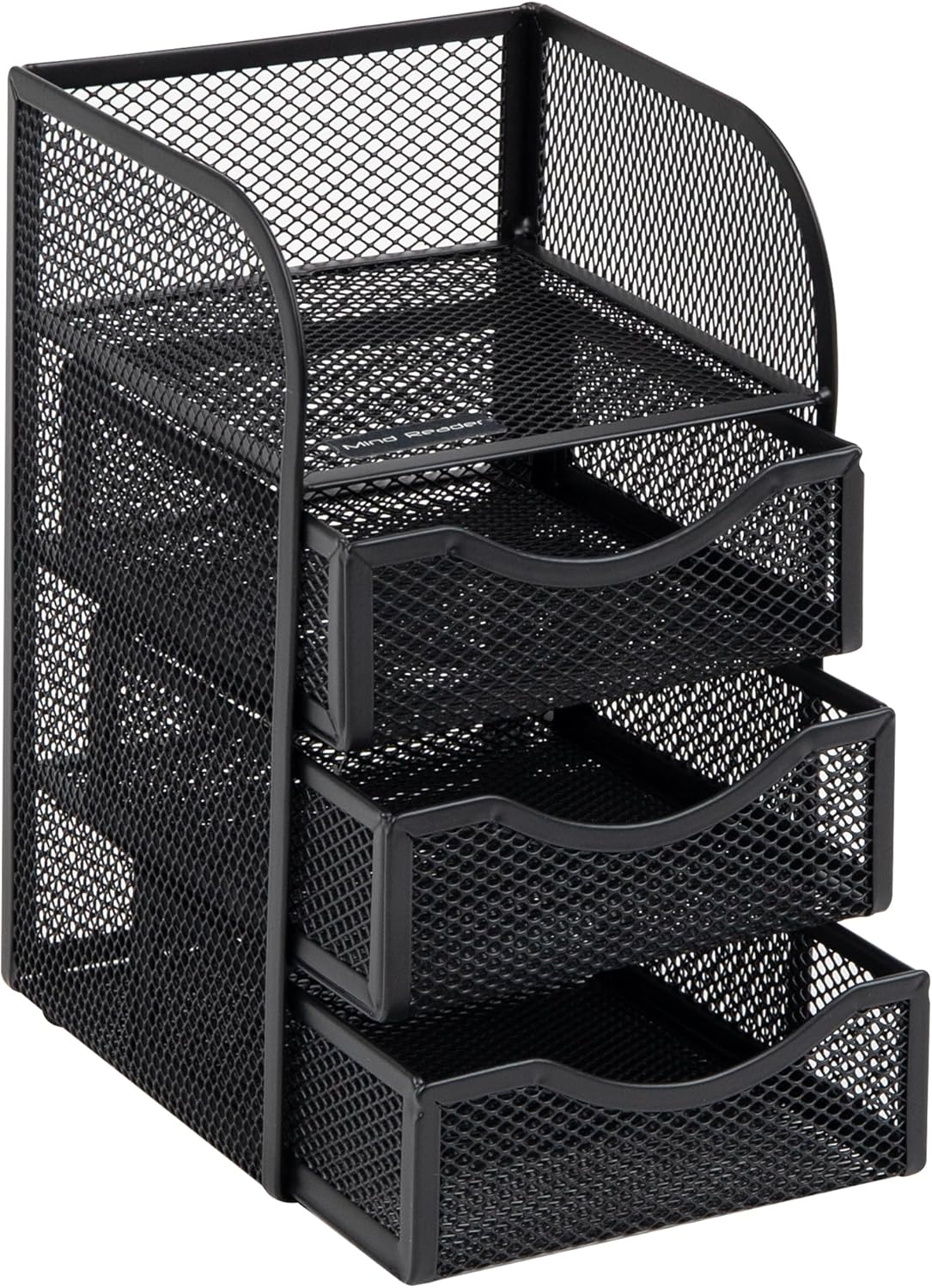 Desktop Accessory Storage, Paper Binder Clip Basket, Workspace, Office, Metal Mesh, 4.75"L x 5"W x 8"H, Black