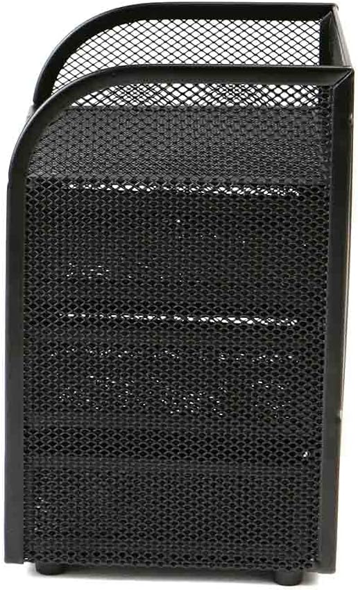 Desktop Accessory Storage, Paper Binder Clip Basket, Workspace, Office, Metal Mesh, 4.75"L x 5"W x 8"H, Black