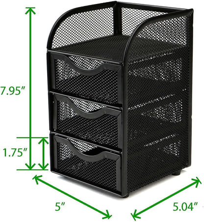 Desktop Accessory Storage, Paper Binder Clip Basket, Workspace, Office, Metal Mesh, 4.75"L x 5"W x 8"H, Black