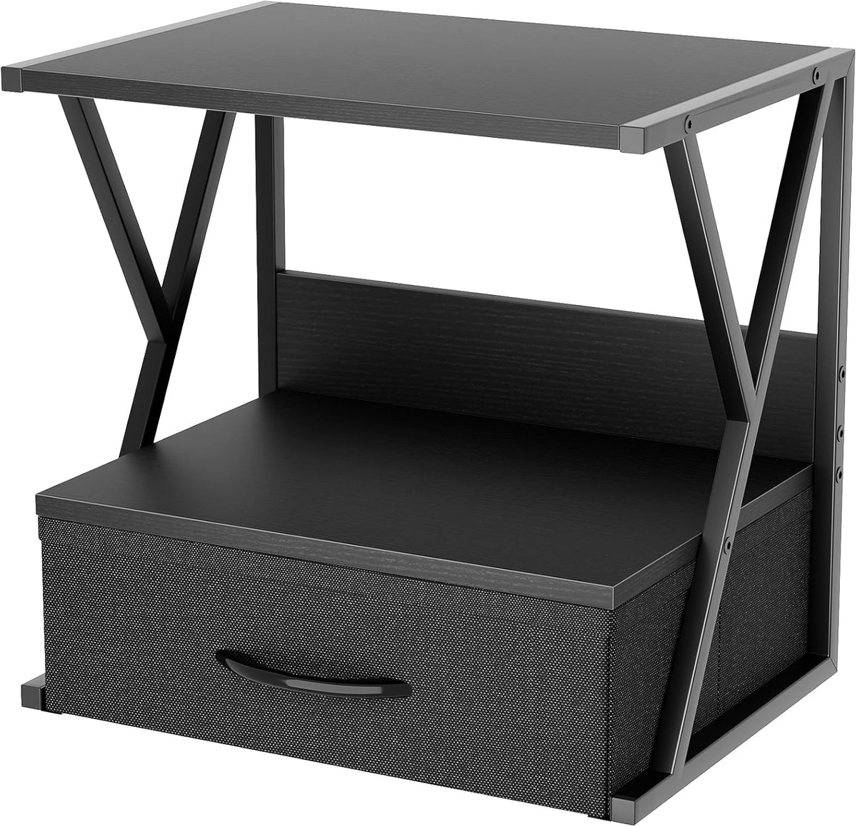 Printer Stand for Desk with Storage Drawer, 2 Tier Desktop Or UnderDesk Shelf, Multi-Purpose Desk Organizer for Home Office, fit Fax Machine/3D Printer/Scanner, Rustic Brown
