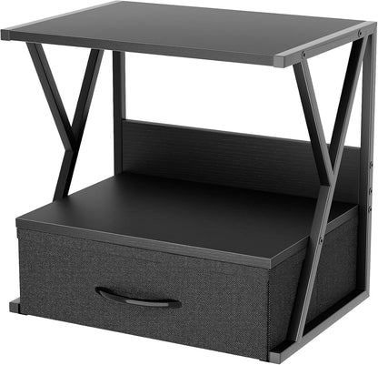 Printer Stand for Desk with Storage Drawer, 2 Tier Desktop Or UnderDesk Shelf, Multi-Purpose Desk Organizer for Home Office, fit Fax Machine/3D Printer/Scanner, Rustic Brown