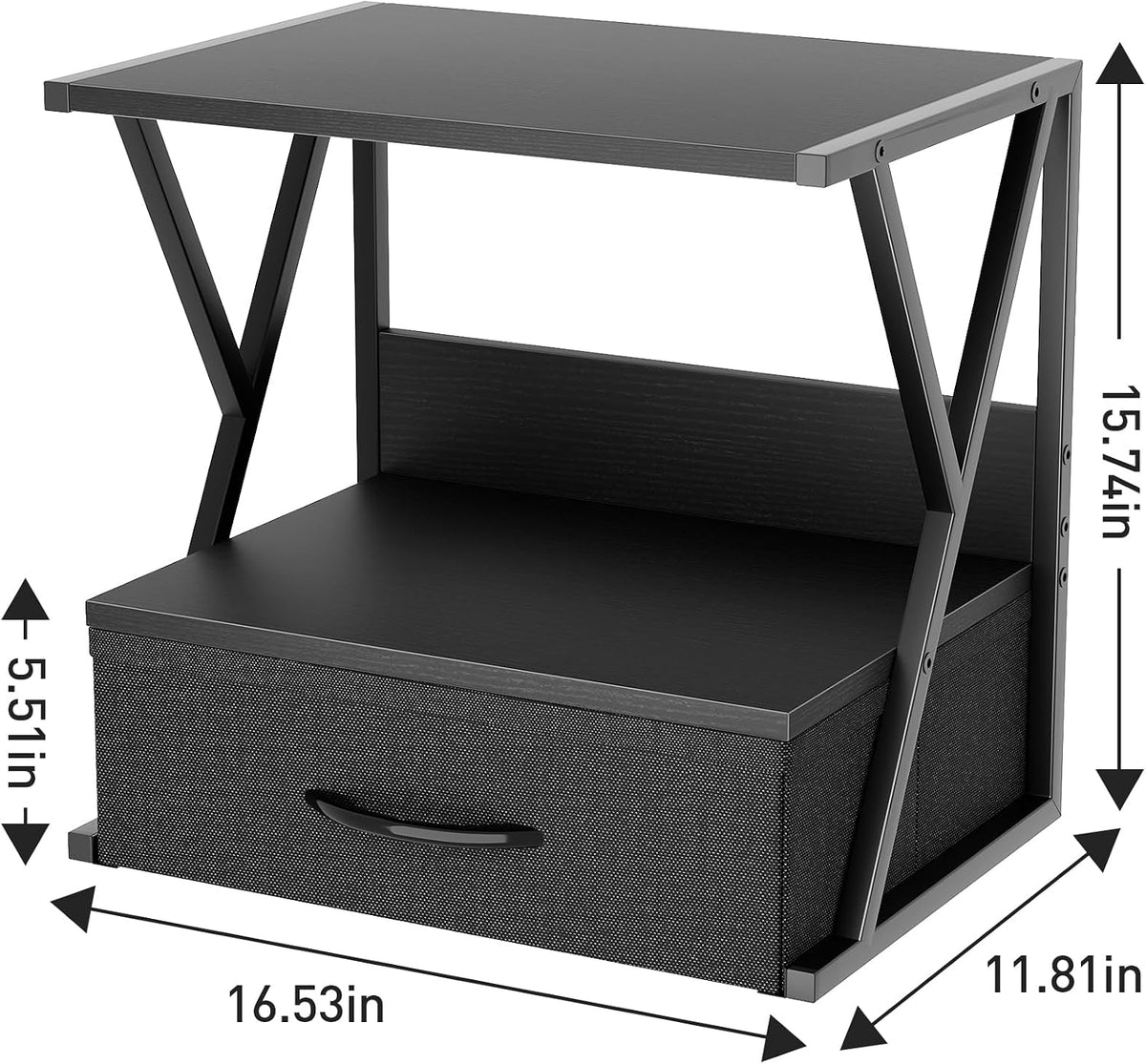 Printer Stand for Desk with Storage Drawer, 2 Tier Desktop Or UnderDesk Shelf, Multi-Purpose Desk Organizer for Home Office, fit Fax Machine/3D Printer/Scanner, Rustic Brown