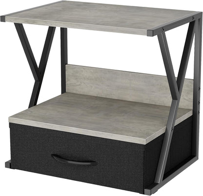Printer Stand for Desk with Storage Drawer, 2 Tier Desktop Or UnderDesk Shelf, Multi-Purpose Desk Organizer for Home Office, fit Fax Machine/3D Printer/Scanner, Rustic Brown
