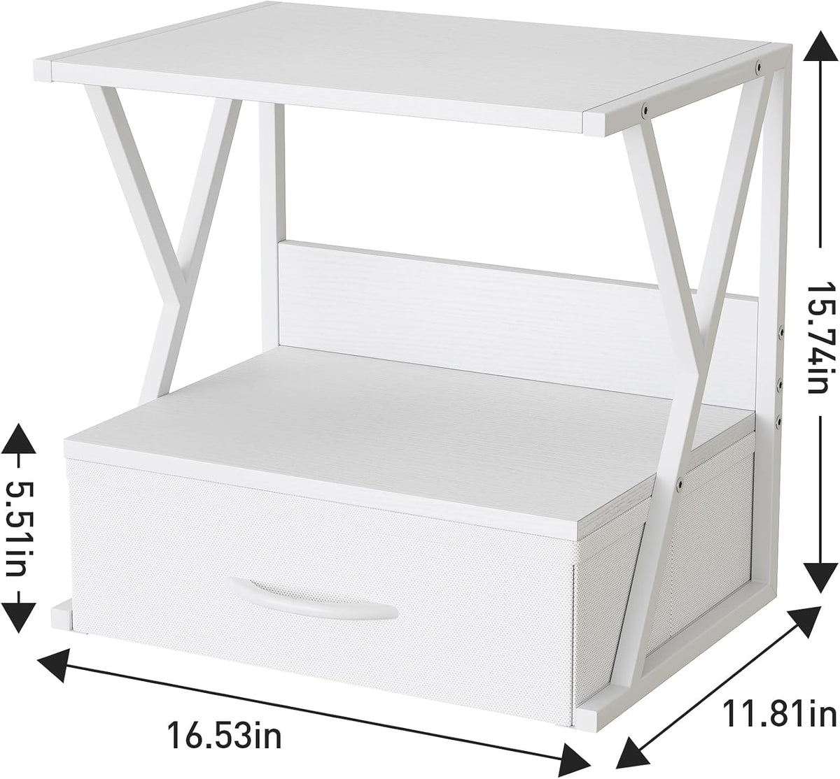 Printer Stand for Desk with Storage Drawer, 2 Tier Desktop Or UnderDesk Shelf, Multi-Purpose Desk Organizer for Home Office, fit Fax Machine/3D Printer/Scanner, Rustic Brown