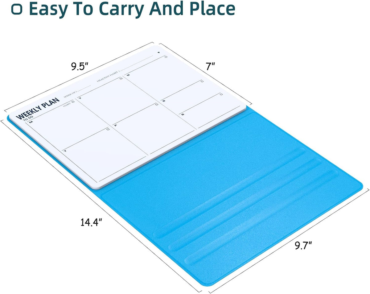 Magnetic Weekly Dry Erase Board,Portable Weekly Planner Whiteboard,Desktop Weekly Calendar White Board,to do List White Board 9.5"x7" Schedule Board Message Board for Office Home School (Blue)