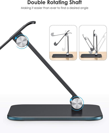 Upgraded Adjustable Tablet Stand Holder, Heavy Duty Foldable Portable Monitor Stand, Travel Essentials for iPad Pro/Air/Mini, Surface Pro, 4.7''-15.6', Black