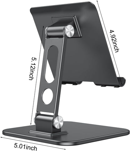 Upgraded Adjustable Tablet Stand Holder, Heavy Duty Foldable Portable Monitor Stand, Travel Essentials for iPad Pro/Air/Mini, Surface Pro, 4.7''-15.6', Black