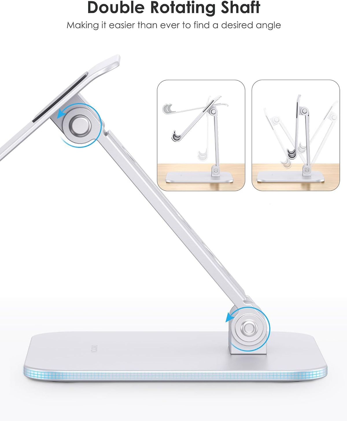 Upgraded Adjustable Tablet Stand Holder, Heavy Duty Foldable Portable Monitor Stand, Travel Essentials for iPad Pro/Air/Mini, Surface Pro, 4.7''-15.6', Black