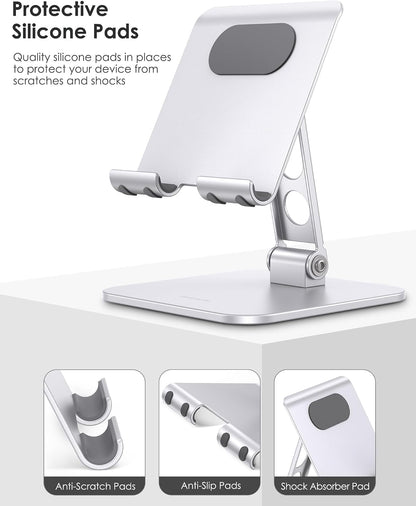Upgraded Adjustable Tablet Stand Holder, Heavy Duty Foldable Portable Monitor Stand, Travel Essentials for iPad Pro/Air/Mini, Surface Pro, 4.7''-15.6', Black