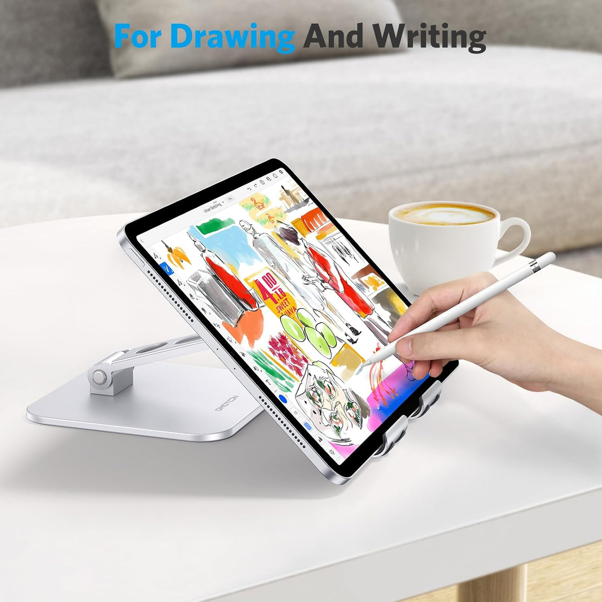 Upgraded Adjustable Tablet Stand Holder, Heavy Duty Foldable Portable Monitor Stand, Travel Essentials for iPad Pro/Air/Mini, Surface Pro, 4.7''-15.6', Black