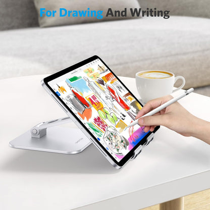 Upgraded Adjustable Tablet Stand Holder, Heavy Duty Foldable Portable Monitor Stand, Travel Essentials for iPad Pro/Air/Mini, Surface Pro, 4.7''-15.6', Black