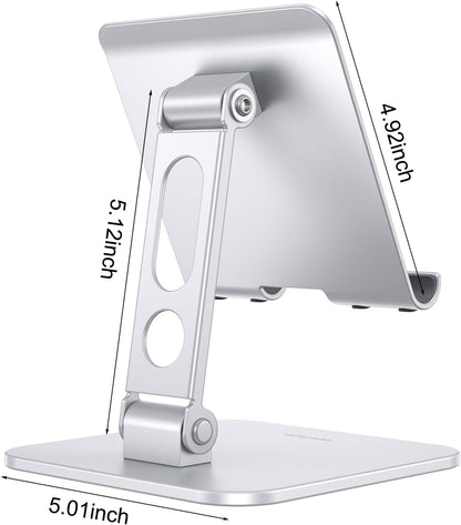Upgraded Adjustable Tablet Stand Holder, Heavy Duty Foldable Portable Monitor Stand, Travel Essentials for iPad Pro/Air/Mini, Surface Pro, 4.7''-15.6', Black