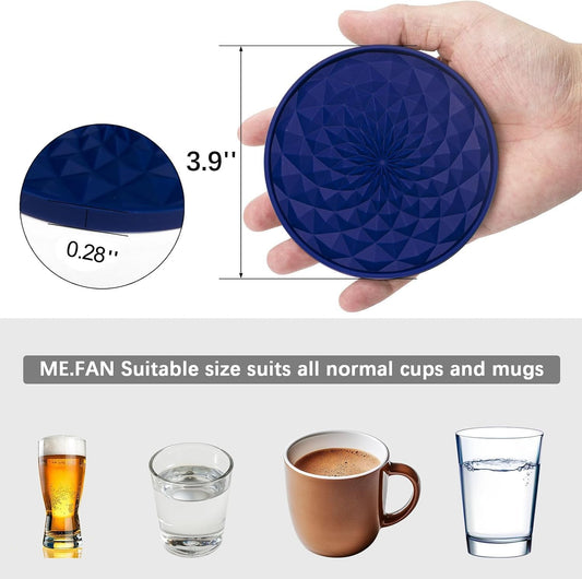 Silicone Coasters [6 Pack] with Holders Drink Coasters, Table Cup Mat, for Hot or Cold Drinks Thickened, Non-Slip, Non-Stick, Deep Tray Black