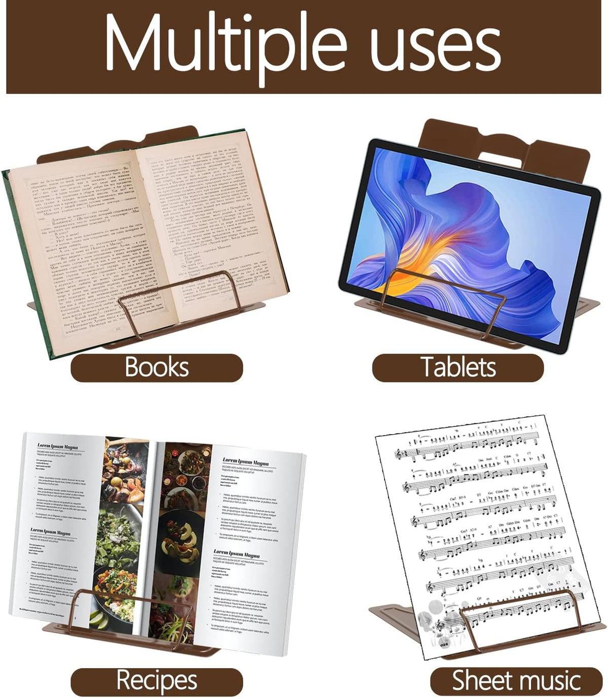 Metal Book Holder Adjustable Book Stand for Reading