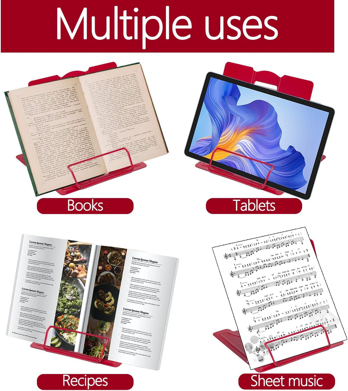 Metal Book Holder Adjustable Book Stand for Reading