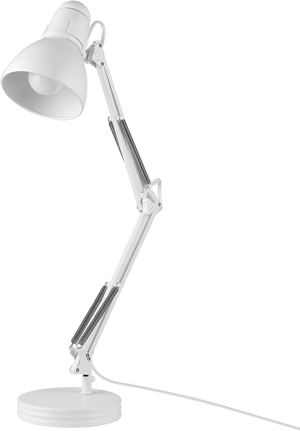 52024 28" Swing Arm Architect Desk Lamp, Matte White, Rotary Switch on Shade, Partially Adjustable Arm, Modern Lighting for Bedroom or Office, Timeless, Indoor Lights