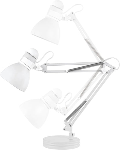 52024 28" Swing Arm Architect Desk Lamp, Matte White, Rotary Switch on Shade, Partially Adjustable Arm, Modern Lighting for Bedroom or Office, Timeless, Indoor Lights