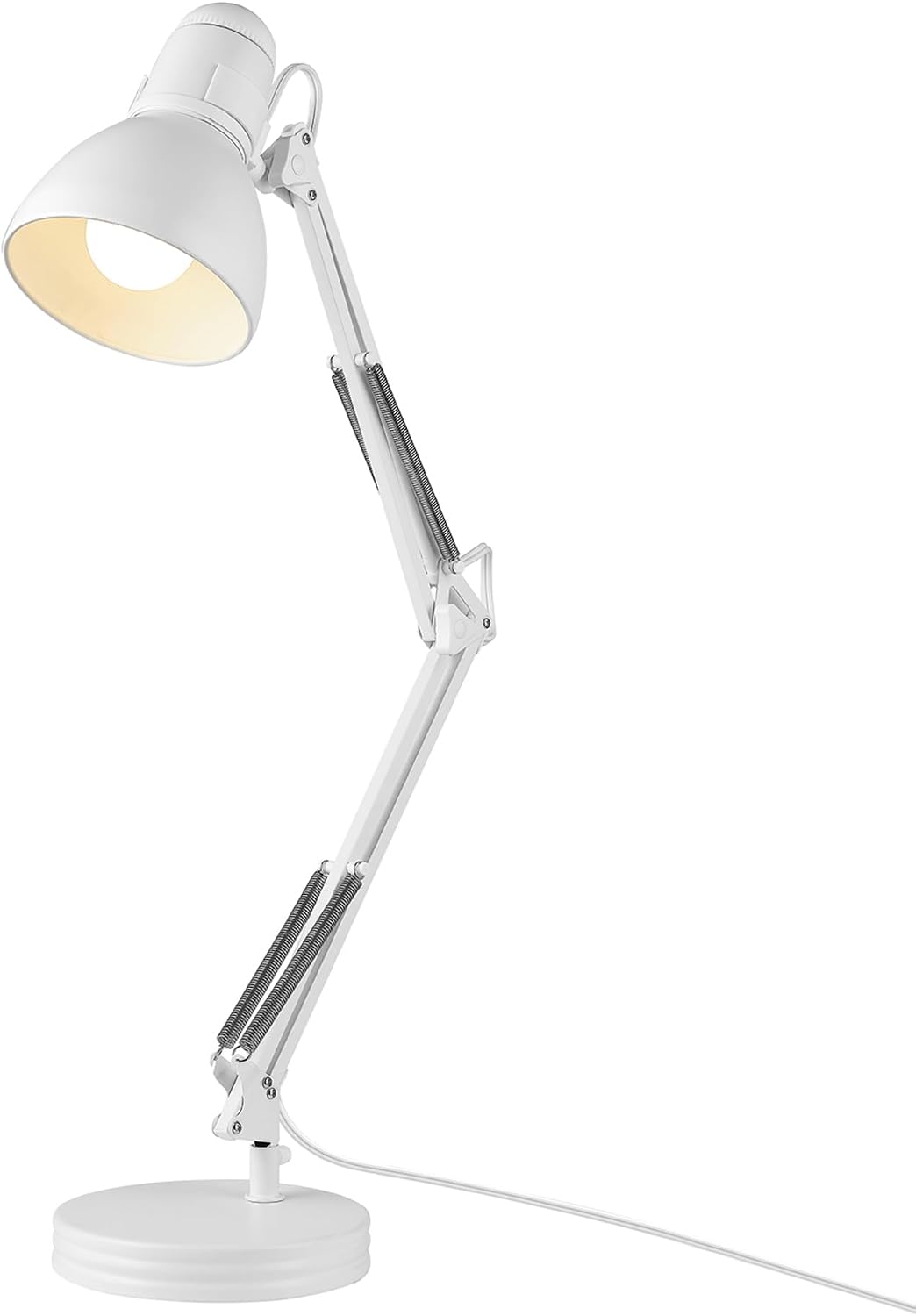 52024 28" Swing Arm Architect Desk Lamp, Matte White, Rotary Switch on Shade, Partially Adjustable Arm, Modern Lighting for Bedroom or Office, Timeless, Indoor Lights