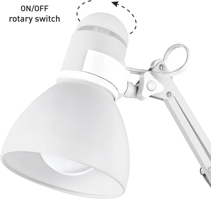 52024 28" Swing Arm Architect Desk Lamp, Matte White, Rotary Switch on Shade, Partially Adjustable Arm, Modern Lighting for Bedroom or Office, Timeless, Indoor Lights