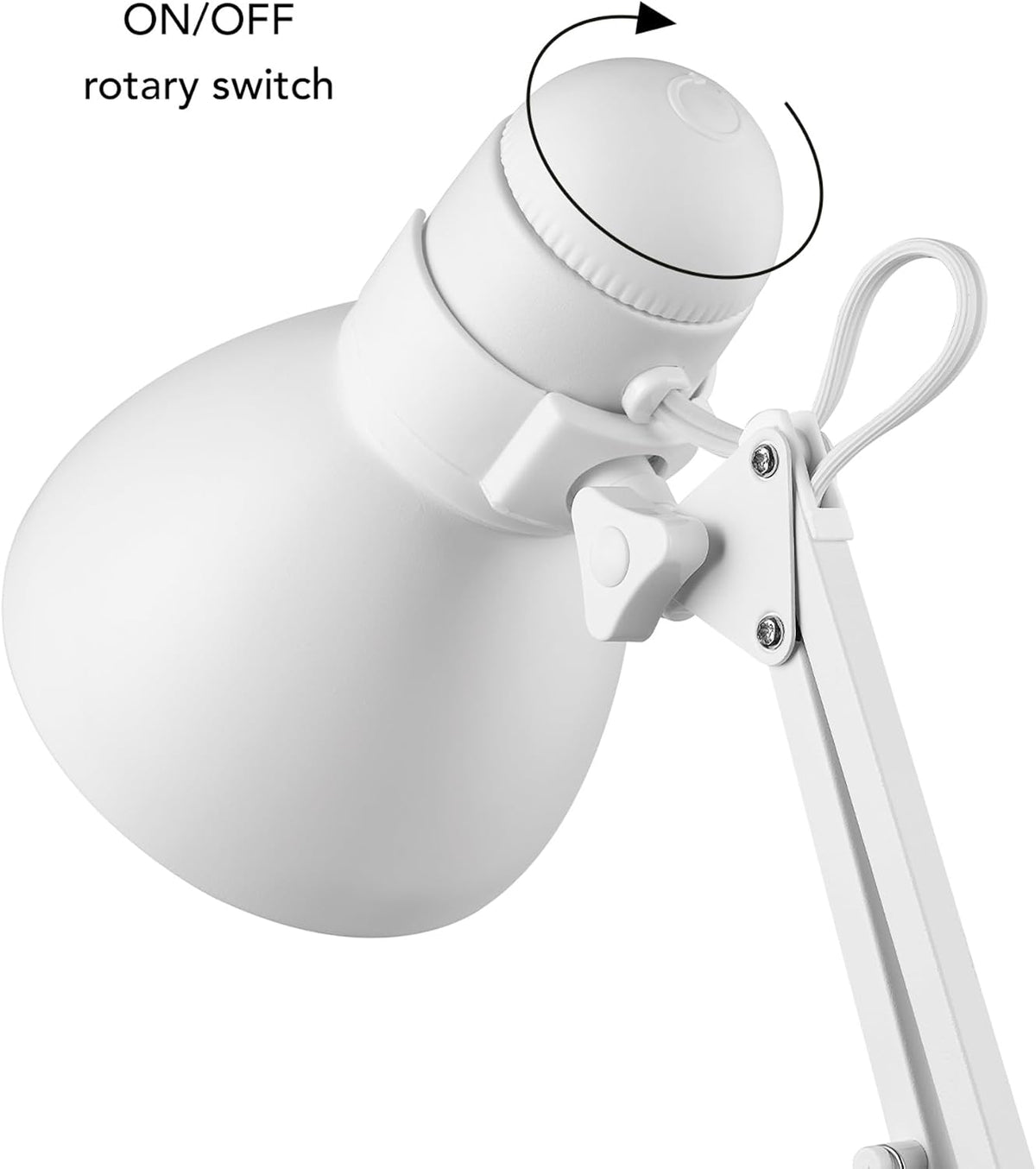 52024 28" Swing Arm Architect Desk Lamp, Matte White, Rotary Switch on Shade, Partially Adjustable Arm, Modern Lighting for Bedroom or Office, Timeless, Indoor Lights