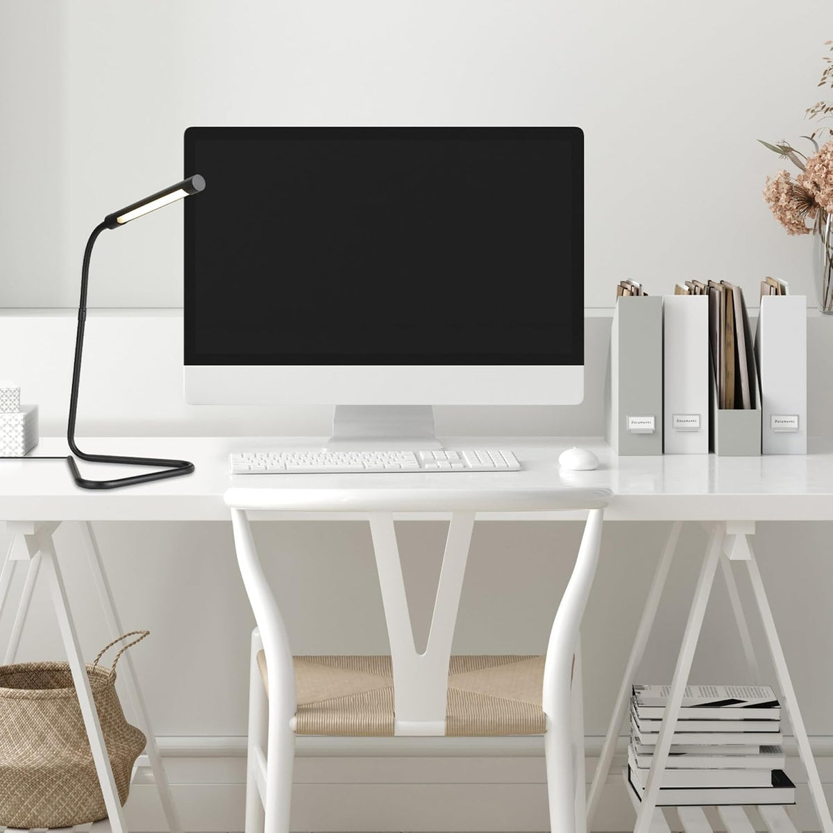 52024 28" Swing Arm Architect Desk Lamp, Matte White, Rotary Switch on Shade, Partially Adjustable Arm, Modern Lighting for Bedroom or Office, Timeless, Indoor Lights