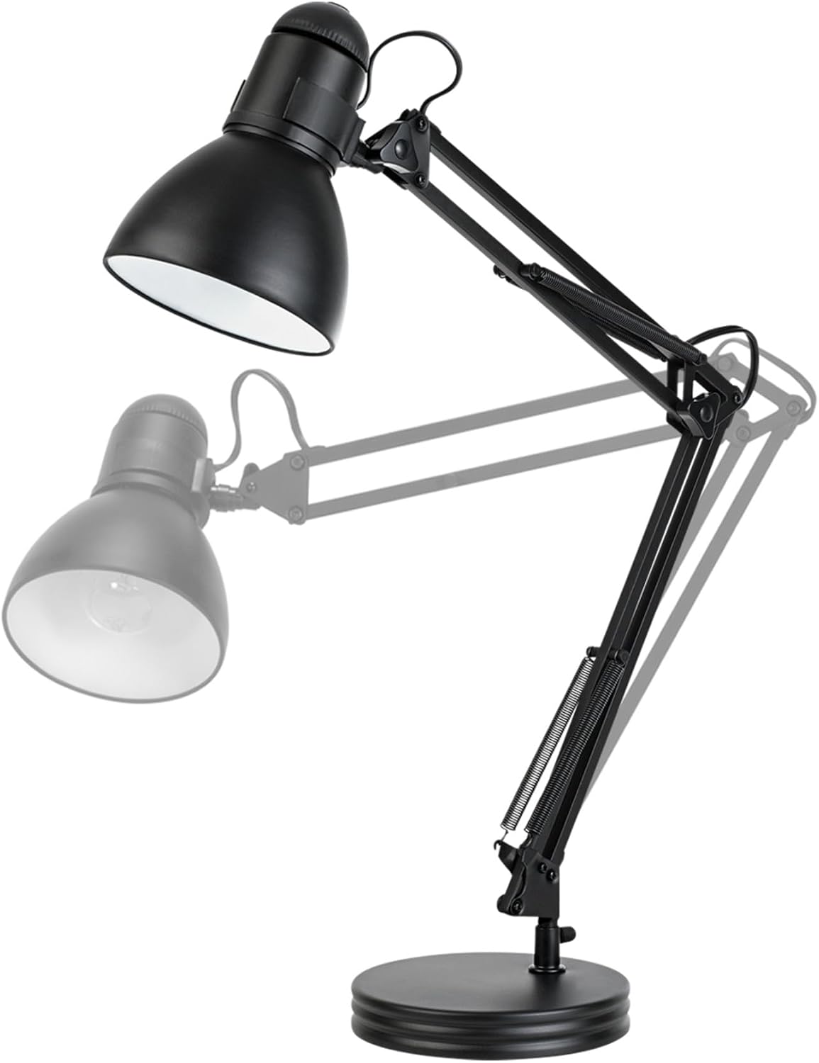 52024 28" Swing Arm Architect Desk Lamp, Matte White, Rotary Switch on Shade, Partially Adjustable Arm, Modern Lighting for Bedroom or Office, Timeless, Indoor Lights