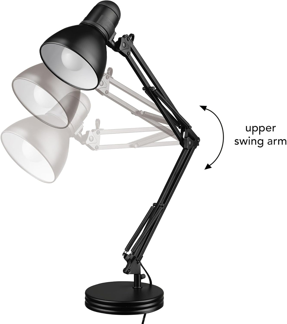 52024 28" Swing Arm Architect Desk Lamp, Matte White, Rotary Switch on Shade, Partially Adjustable Arm, Modern Lighting for Bedroom or Office, Timeless, Indoor Lights