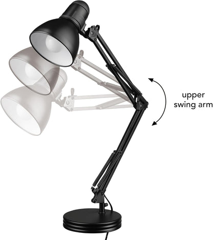 52024 28" Swing Arm Architect Desk Lamp, Matte White, Rotary Switch on Shade, Partially Adjustable Arm, Modern Lighting for Bedroom or Office, Timeless, Indoor Lights